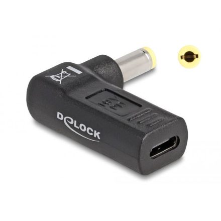 DeLock notebook töltő adapter USB-C anya -> 5,5 x 2,5 mm apa hajlított (60011)