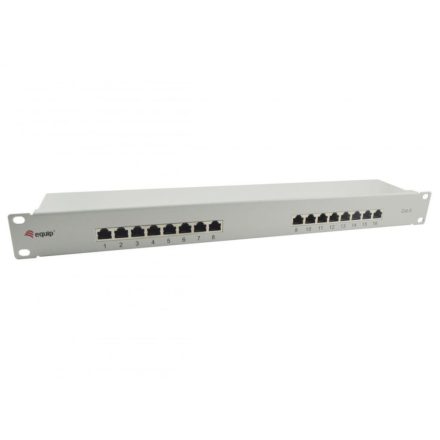 Equip Patch Panel 16 port, Cat6,1U, árnyékolt, 19" szürke (326317)