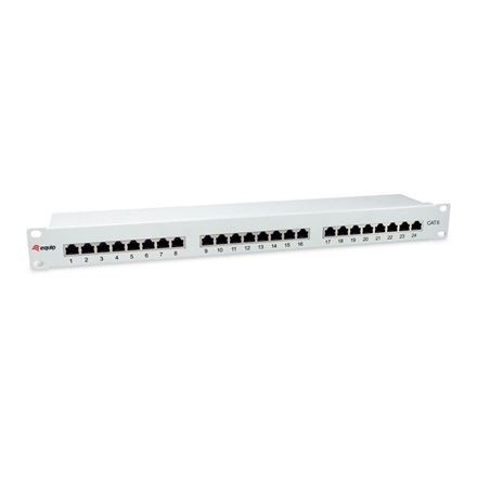 Equip Patch Panel 24 port, Cat6, 1U, árnyékolt, 19" szürke (326325)