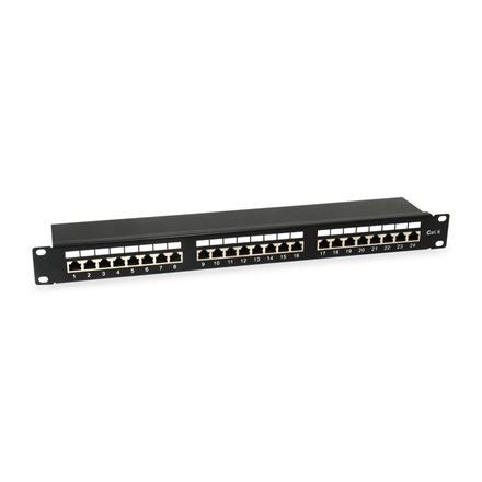 Equip Patch Panel 24 port, Cat6, 1U, árnyékolt, 19" fekete (326425)