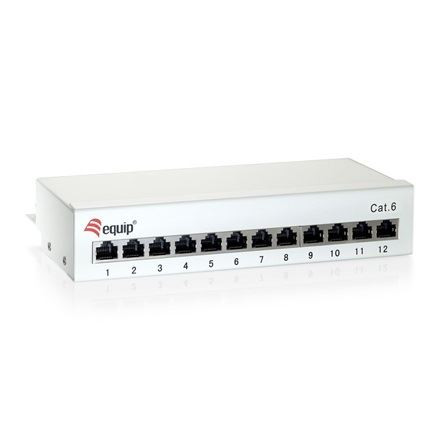 Equip Asztali patch panel 12 port, Cat6, 1U, árnyékolt, szürke (227362)