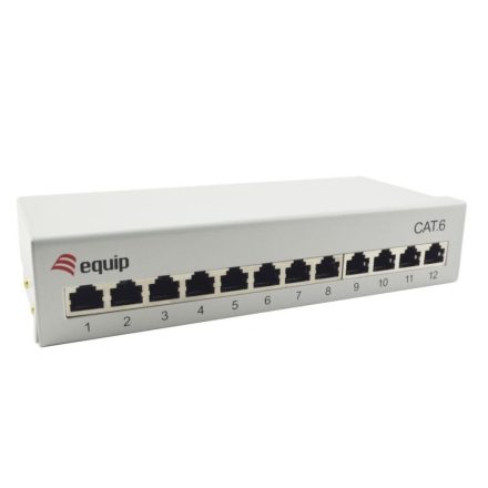 Equip Asztali patch panel 12 port, Cat6, 1U, árnyékolt, szürke (227363)