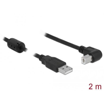 Delock USB-A -> USB-B (derékszögű) kábel 2m fekete (83528)