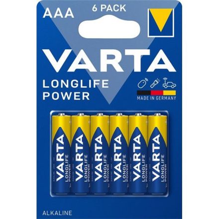 Varta Longlife Power AAA (LR03) alkáli mikro ceruza elem (6 db/bliszter) (4903121446)