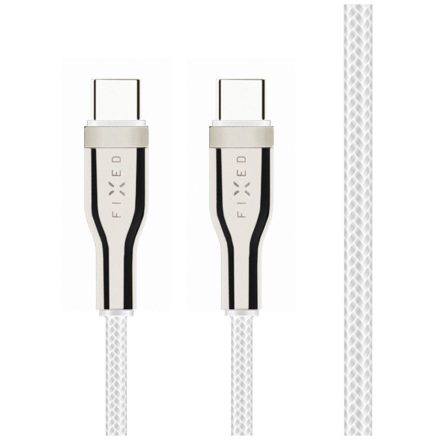 FIXED USB-C - USB-C harisnyázott kábel 100W, 1,2m fehér (FIXDB-CC12-WH)