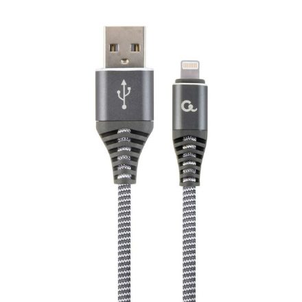 Gembird Lightning - USB-A adat- és töltőkábel 1m szürke-fehér (CC-USB2B-AMLM-1M-WB2)