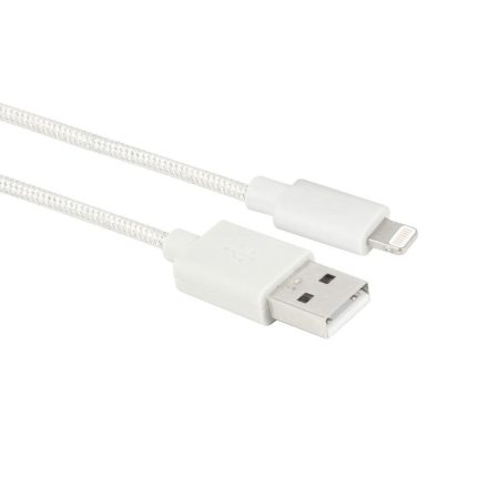 ACT USB-A - Lightning szövet borítású adat- és töltőkábel 1m fehér (AC3092)