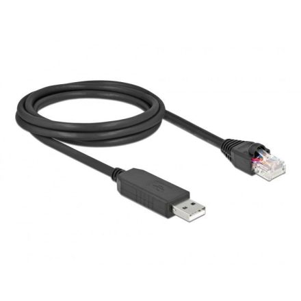 Delock USB 2.0 -> RS-232 RJ45 apa soros kábel 2m fekete (8564161203)