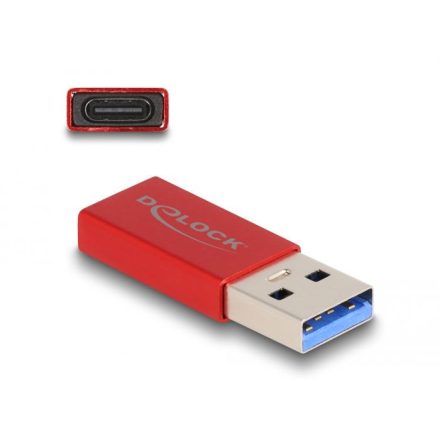 Delock USB adapter USB-A apa - USB-C anya piros (60044)