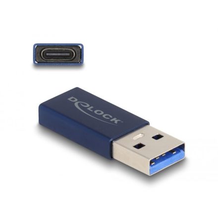 Delock USB adapter USB-A apa - USB-C anya kék (60049)