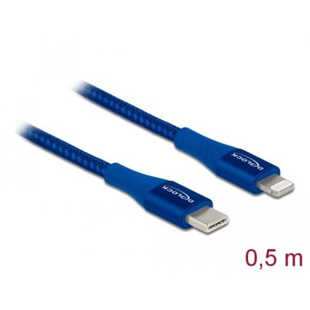 Delock 85415 USB-C - Lightning adat- és töltőkábel 0,5m kék