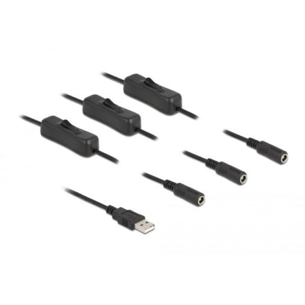 Delock USB-A apa 3 db. DC 5,5 x 2,1 mm anya csatlakozójú 1 m fekete (86798)