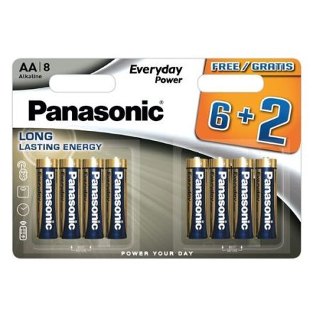 Panasonic 1,5V AA/ceruza tartós alkáli elem (8db/csomag) (LR6EPS/8BW 6+2F)