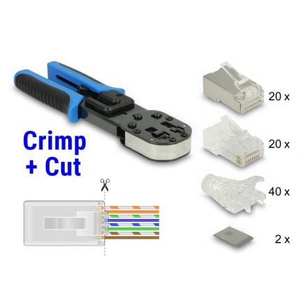 Delock RJ45 krimpelő + vágó eszközkészlet (86450)