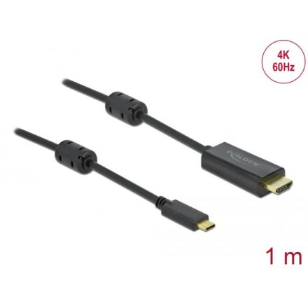 Delock aktív USB Type-C - HDMI kábel (DP Alt Mode) 4K, 60Hz 1m fekete (85969)