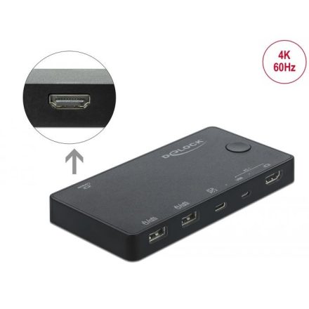 Delock HDMI / USB-C KVM 4K, 60Hz kapcsoló USB 2.0 (11477)