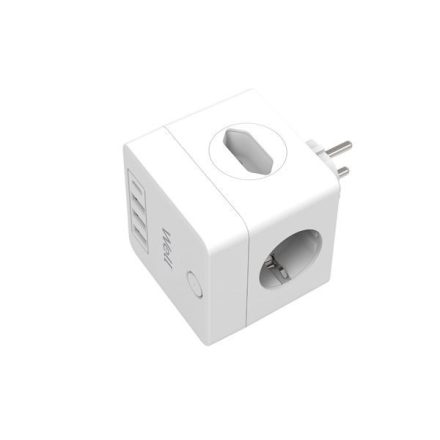 Well Powercube 2-es hálózati elosztó kapcsolóval, 3x USB-A, 1x USB-C fehér (ELAD-2SH2EU-PROT/USBC4-WL)