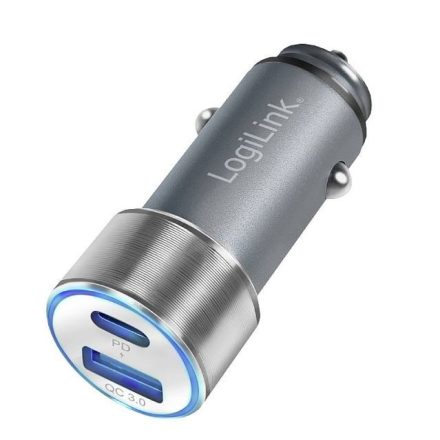 Logilink USB-C + USB-A autós töltő szürke (PA0252)