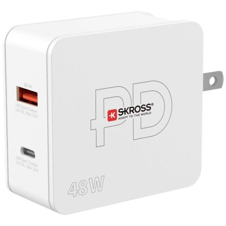 SKROSS USB-C, USB-A hálózati töltő US + 1x USB-C töltőkábel fehér (SKCH000348WPDUSCN)