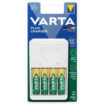 Varta Plug akku töltő + AA 2100 mAh 4db akkuval (57657101451)