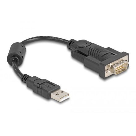 Delock USB-A- 1 x soros RS-232 D-Sub 9 tűs apa ferrit maggal 0,25 m adapter (61549)