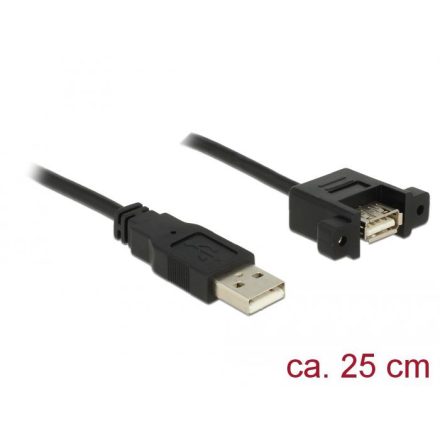 Delock USB-A apa -> USB-A- anya panelrög kábel 25cm fekete (85462)