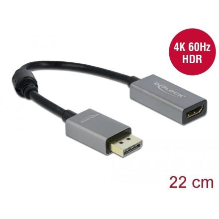 Delock Aktív DisplayPort 1.4 - HDMI kábel 4K 60 Hz 22cm (66436)