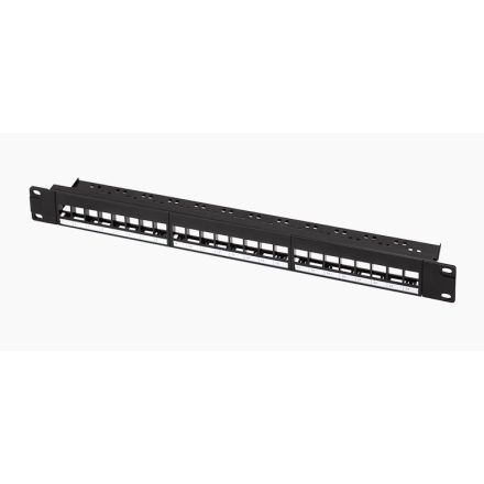 Logilink patch panel 24 Keystone jack csatlakozóhoz, 1U, 19", terheletlen fekete (NK4065)