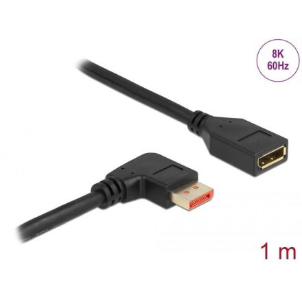 Delock DisplayPort bővítőkábel jobbra néző csatlakozódugóval 8K 60Hz 1m (87077)