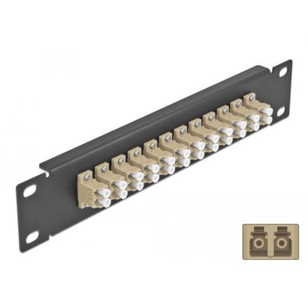 Delock 10  üvegszálas patch panel 12 portos LC Duplex bézs 1U fekete (66767)