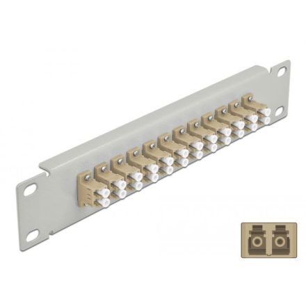 Delock 10 üvegszálas patch panel 12 portos LC Duplex bézs 1U szürke (66788)