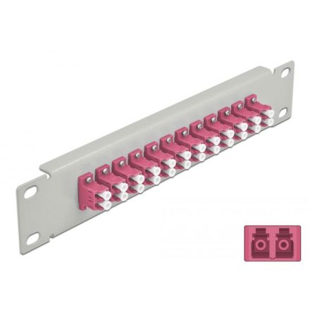 Delock 10  üvegszálas patch panel 12 portos LC Duplex ibolya 1U szürke (66790)