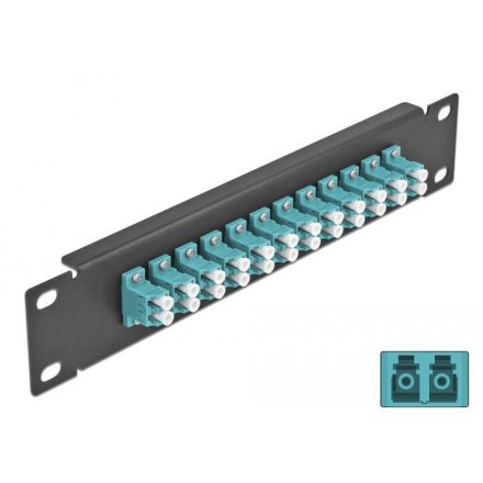 Delock 10 üvegszálas patch panel 12 portos LC Duplex vízkék 1U fekete (66768)