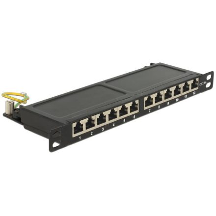 Delock 10 Patch Panel 12 portos Cat.6A 0.5 U fekete (43312)