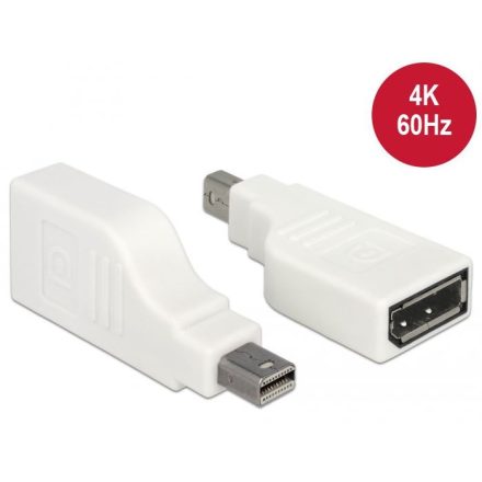 Delock mini Displayport 1.2-es csatlakozódugó > Displayport-csatlakozóhüvely adapter fehér (65867)