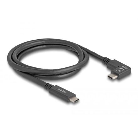 Delock USB 10 Gbps kábel USB Type-C apa USB Type-C  apa, ívelt bal / jobb, 1 m 4K PD 60 W E-Marker