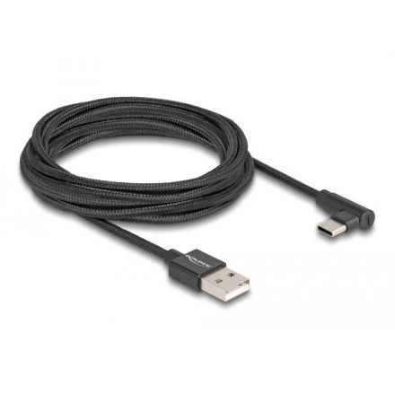 Delock USB-A - USB-C töltőkábel ívelt, 3 m, fekete