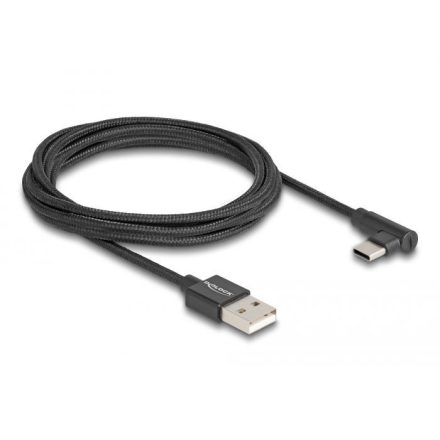 Delock USB-A - USB-C töltőkábel ívelt, 2m, fekete