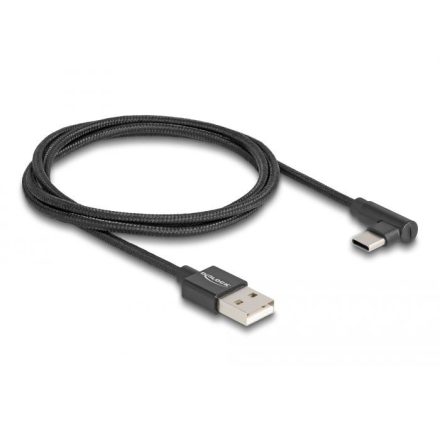 Delock USB-A - USB-C töltőkábel ívelt, 1m, fekete