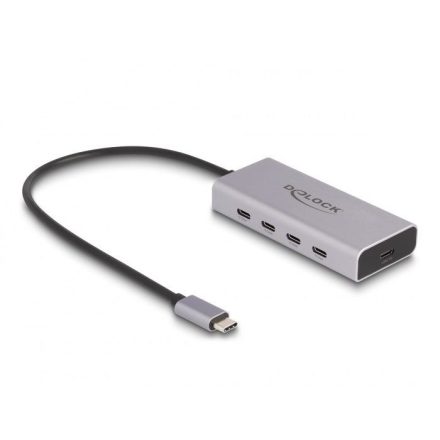 Delock USB 10 Gbps USB Type-C  hub 4 x USB Type-C  anya csatlakozóval és 1 x USB Type-C  PD 85 wattos csatlakozóval, 30 cm csatlakozó kábellel