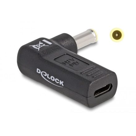 Delock Laptop töltőkábel adapter USB Type-C  anya - Samsung 5,5 x 3,0 mm apa 90  fokban hajlított (60013)