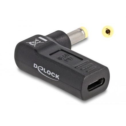 Delock Laptop töltőkábel adapter USB Type-C  anya - HP 4,8 x 1,7 mm apa 90  fokban hajlított (60006)