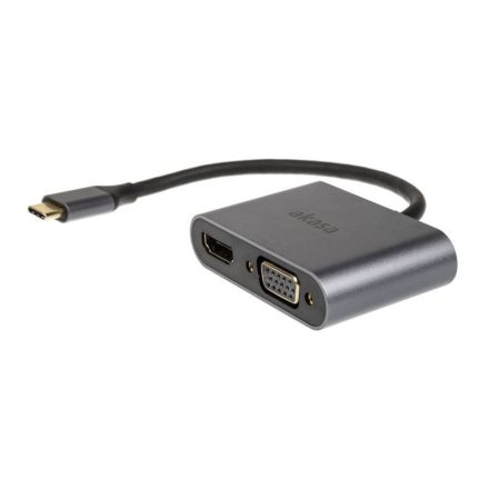 Akasa USB-C apa - DisplayPort +HDMIAdapter átalakító kábel (AK-CBCA23-18BK)