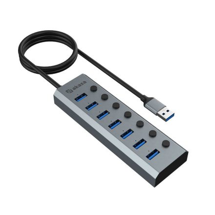 Akasa Connect 7 IPS 7portos kapcsolós USB Hub (AK-HB-21BKCM)