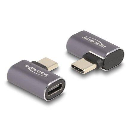 Delock USB Adapter 40 Gbps USB Type-C  PD 3.0 100 W csatlakozódugóval - csatlakozóhüvellyel, ívelt bal / jobb 8K 60 Hz fém (60047)
