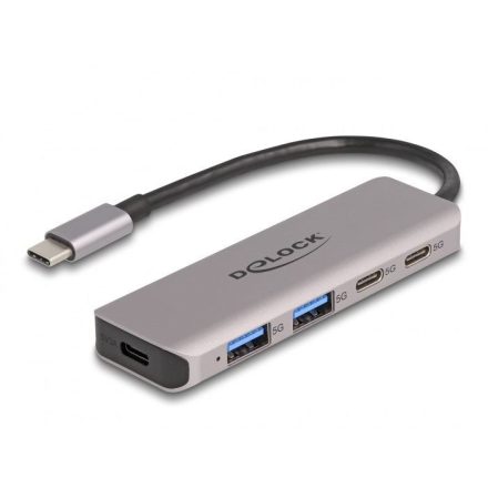 Delock USB 5 Gbps 2 USB Type-C  portos és 2 A-típusú portos hub USB Type-C  csatlakozóval (64239)