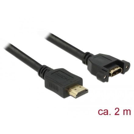 Delock HDMI-A apa -> HDMI-A anya panelrög kábel 2m fekete (85464)