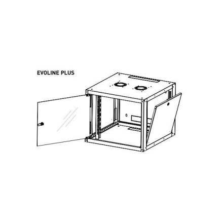 Legrand Evoline+ 19" 12U 600x450mm levehető oldallapos üvegajtós egyrészes fali rack szekrény (EVO12U6045P)
