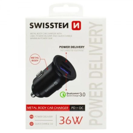 SWISSTEN Szivargyújtós USB Gyorstöltő 36W (3020111760)