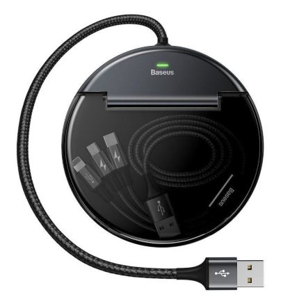 Baseus 5az1-ben 2x USB-A - USB-C - MicroUSB- Lightning kábel fekete (CAHUB-FX01)